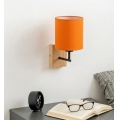 Brilagi - Aplique de pared NUBILA WOOD 1xE27/25W/230V roble/negro/naranja