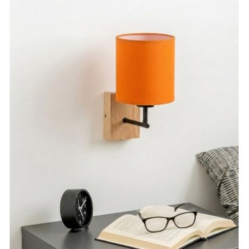 Brilagi - Aplique de pared NUBILA WOOD 1xE27/25W/230V roble/negro/naranja
