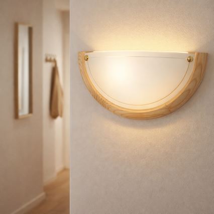 Brilagi - Aplique de pared ORBIS 1xE27/60W/230V, 30 cm, madera de pino