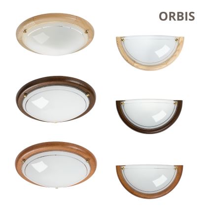 Brilagi - Aplique de pared ORBIS 1xE27/60W/230V, 30 cm, madera de pino