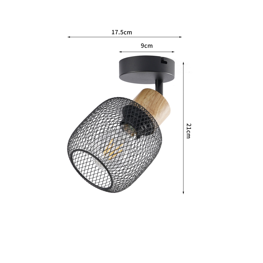 Brilagi - Aplique de pared orientable BASKLITE 1xE27/15W/230V madera/negro