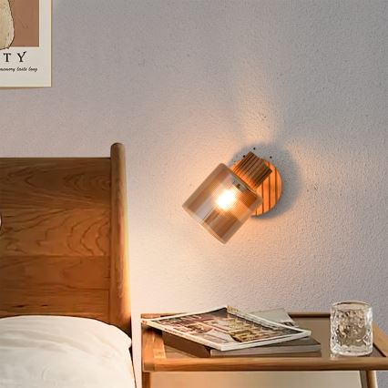 Brilagi - Aplique de pared orientable HYGGE 1xE14/15W/230V madera/ahumado