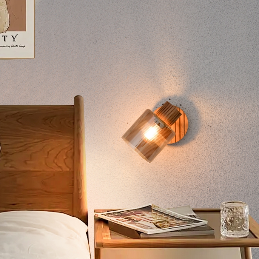 Brilagi - Aplique de pared orientable HYGGE 1xE14/15W/230V madera/ahumado