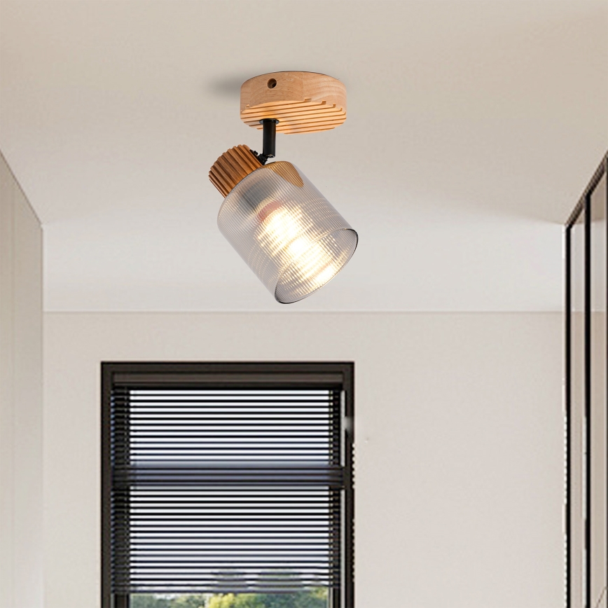 Brilagi - Aplique de pared orientable HYGGE 1xE14/15W/230V madera/ahumado