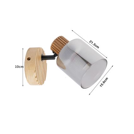 Brilagi - Aplique de pared orientable HYGGE 1xE14/15W/230V madera de caucho/ahumado