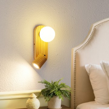 Brilagi - Aplique de pared orientable MODERN WOOD 1xG9/5W/230V + 1xGU10/8W en madera de caucho