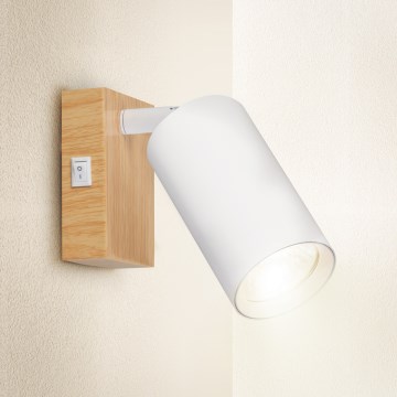 Brilagi - Aplique de pared orientable SELE 1xGU10/30W/230V blanco/acabado roble