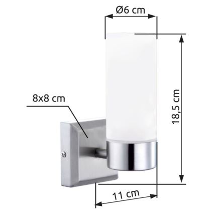Brilagi - Aplique de pared para baño RAY 1xE14/40W/230V IP44