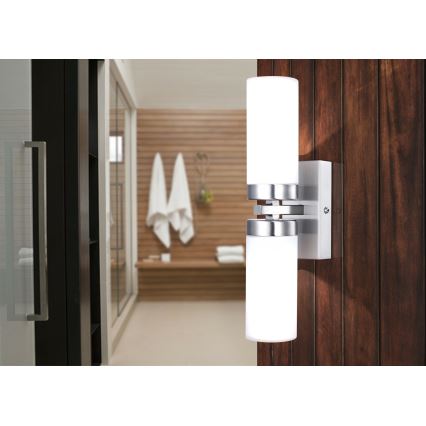 Brilagi - Aplique de pared para baño RAY 2xE14/40W/230V IP44