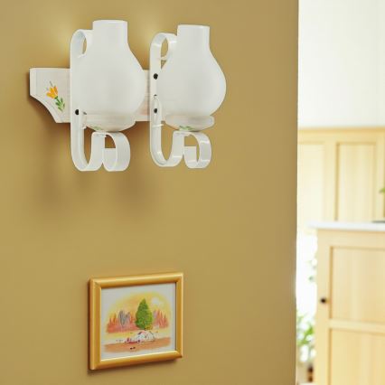 Brilagi - Aplique de pared QUEEN 2xE14/40W/230V haya/crema