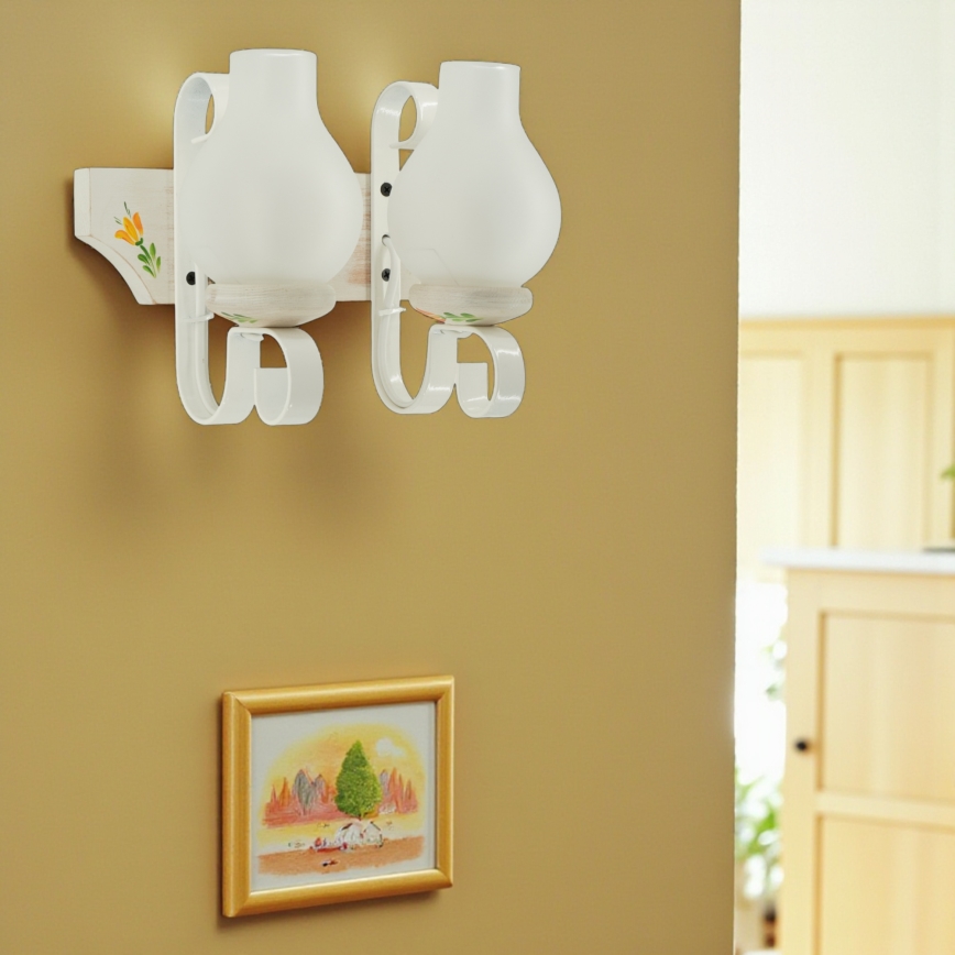 Brilagi - Aplique de pared QUEEN 2xE14/40W/230V haya/crema