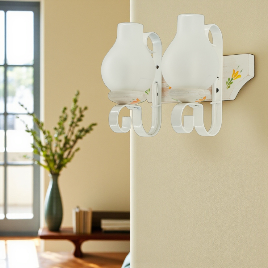 Brilagi - Aplique de pared QUEEN 2xE14/40W/230V haya/crema