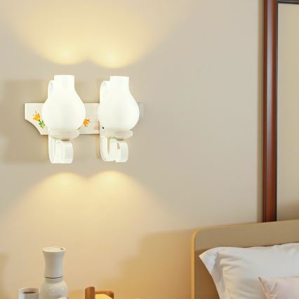 Brilagi - Aplique de pared QUEEN 2xE14/40W/230V haya/crema