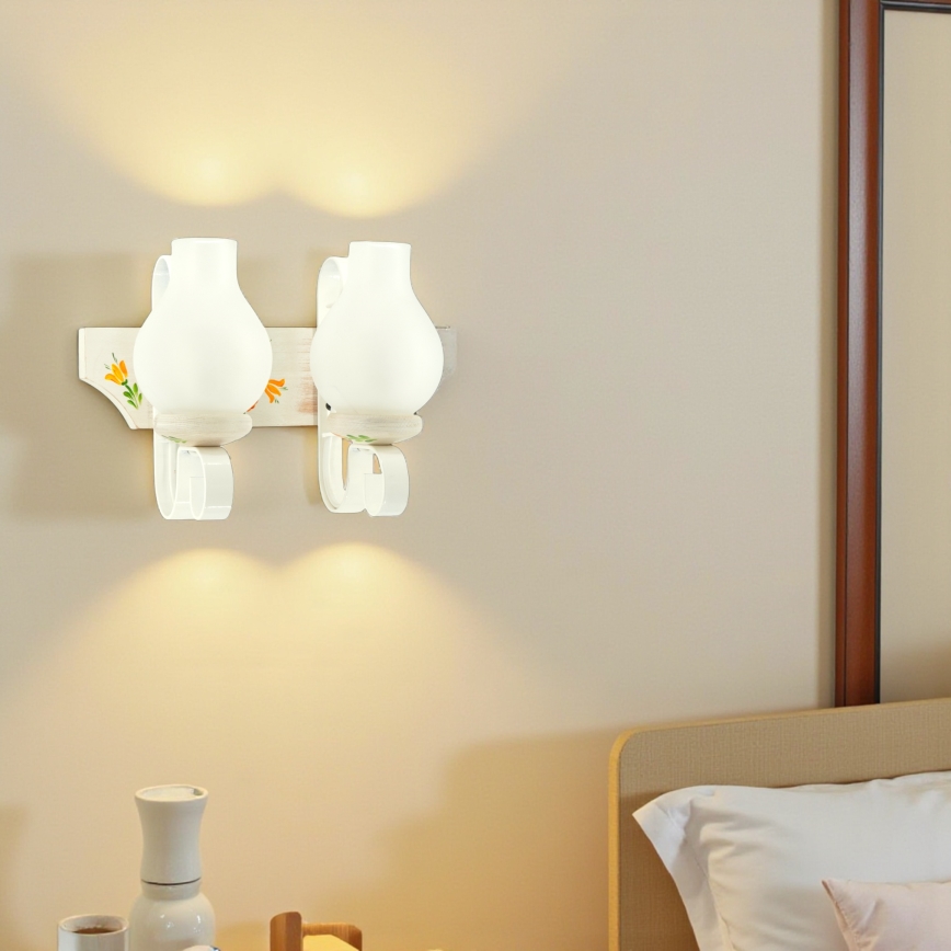 Brilagi - Aplique de pared QUEEN 2xE14/40W/230V haya/crema