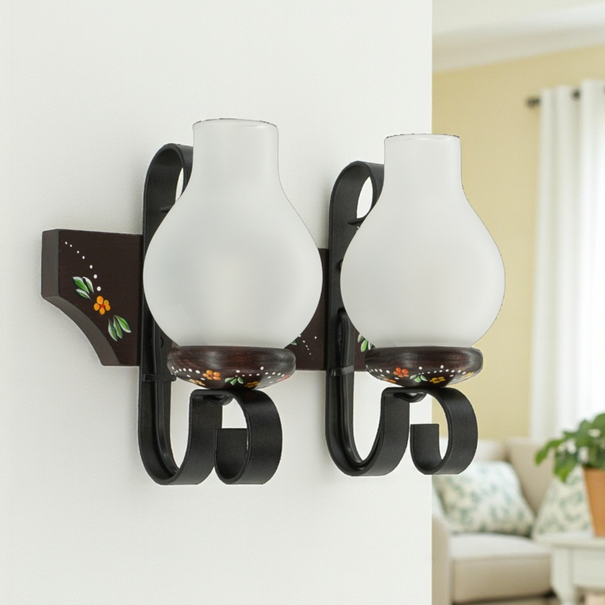 Brilagi - Aplique de pared QUEEN 2xE14/40W/230V haya/wengué