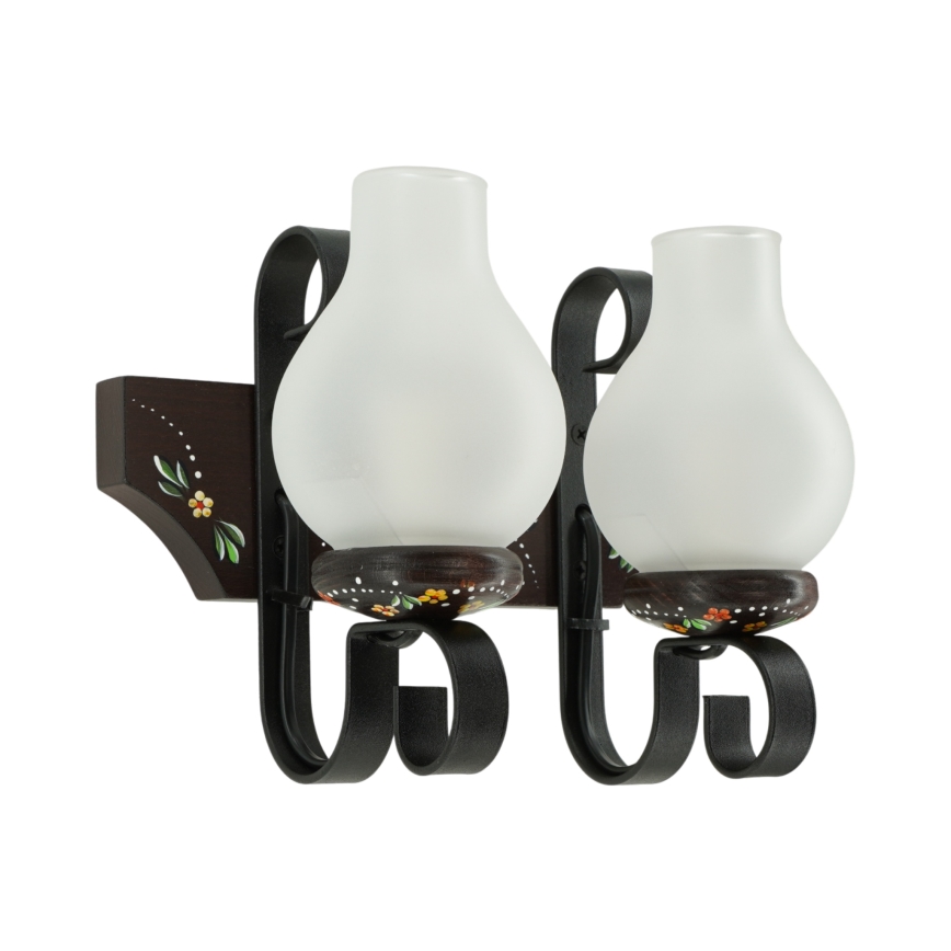 Brilagi - Aplique de pared QUEEN 2xE14/40W/230V haya/wengué