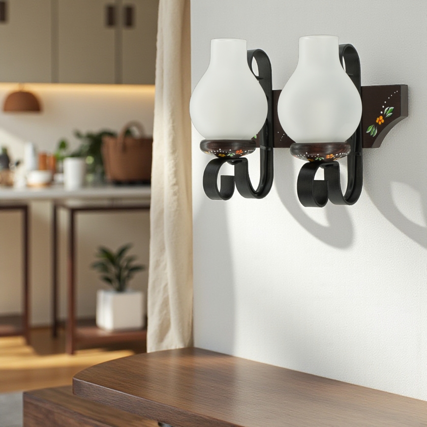 Brilagi - Aplique de pared QUEEN 2xE14/40W/230V haya/wengué