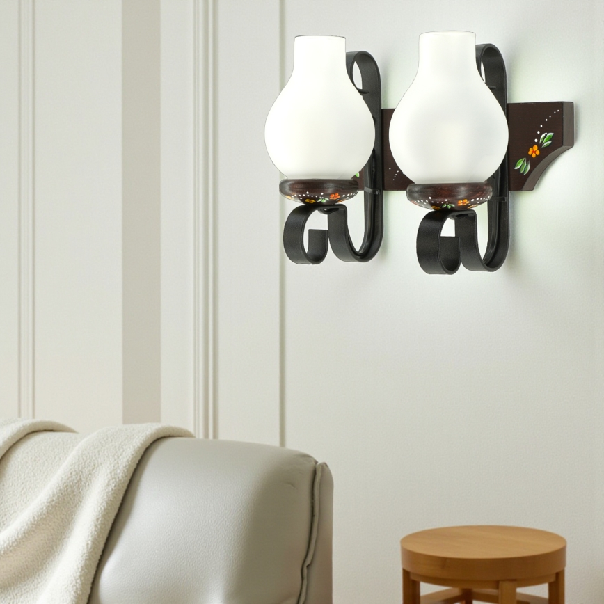 Brilagi - Aplique de pared QUEEN 2xE14/40W/230V haya/wengué