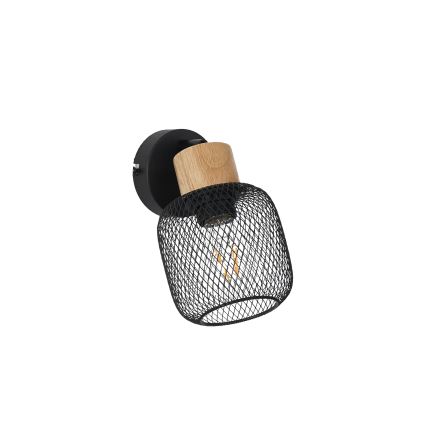 Brilagi - Aplique de pared tipo foco BASKLITE 1xE27/15W/230V madera de caucho/negro