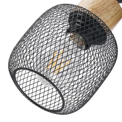 Brilagi - Aplique de pared tipo foco BASKLITE 1xE27/15W/230V madera de caucho/negro