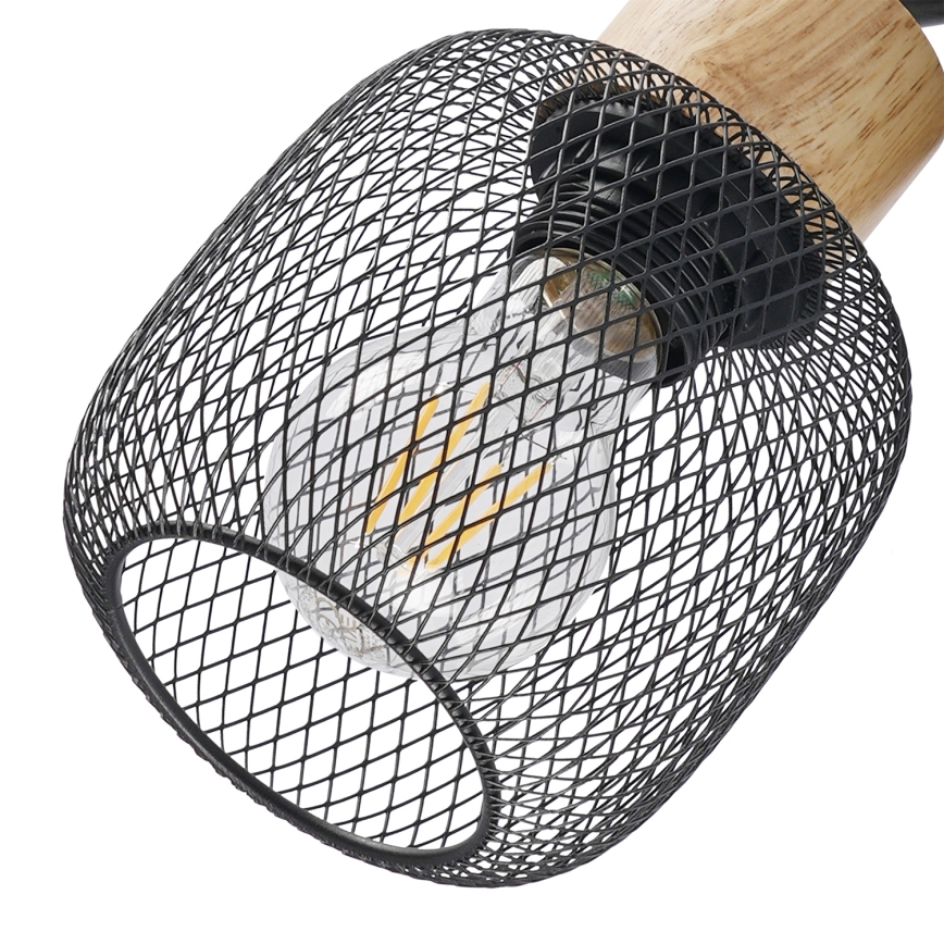 Brilagi - Aplique de pared tipo foco BASKLITE 1xE27/15W/230V madera de caucho/negro