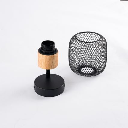 Brilagi - Aplique de pared tipo foco BASKLITE 1xE27/15W/230V madera de caucho/negro