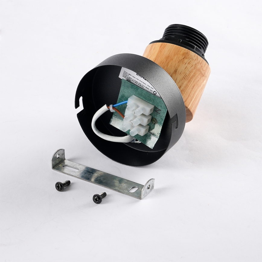 Brilagi - Aplique de pared tipo foco BASKLITE 1xE27/15W/230V madera de caucho/negro