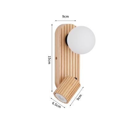 Brilagi - Aplique de pared orientable MODERN WOOD 1xG9/5W/230V + 1xGU10/8W en madera de caucho