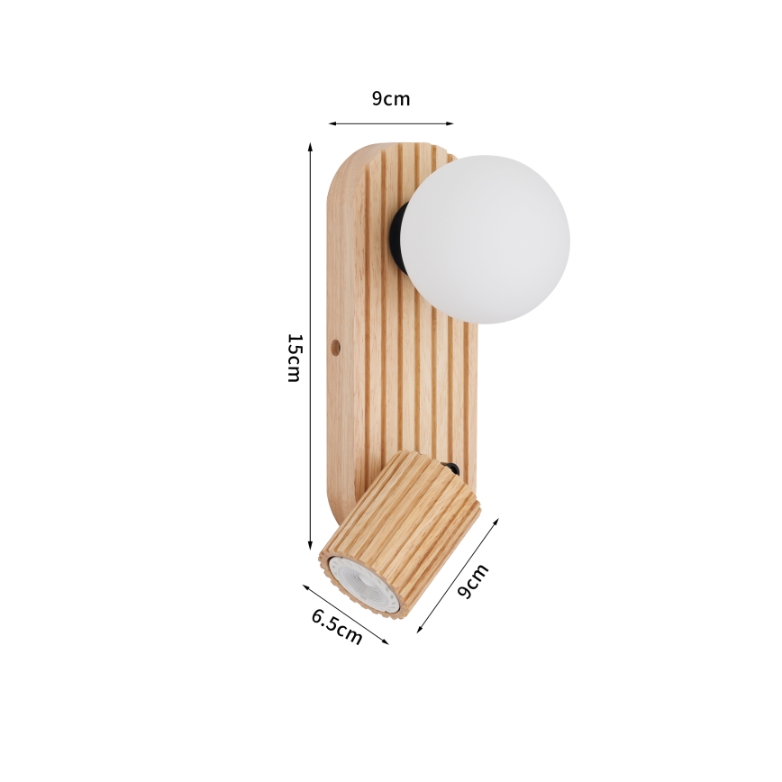 Brilagi - Aplique de pared orientable MODERN WOOD 1xG9/5W/230V + 1xGU10/8W en madera de caucho