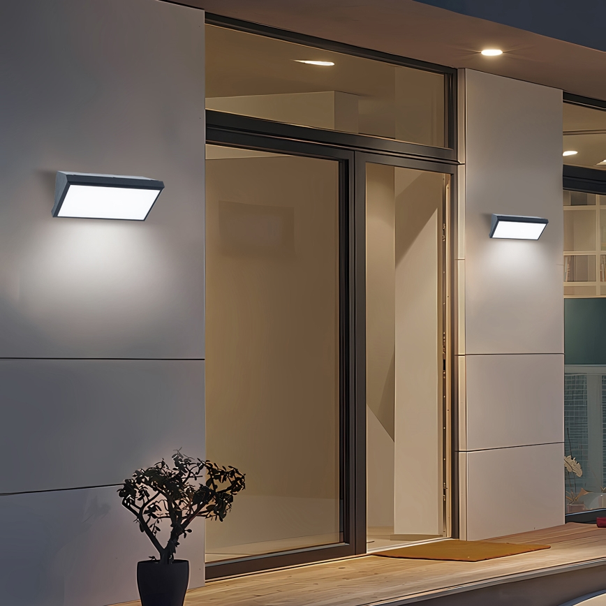 Brilagi - Aplique exterior LED con sensor TRIANGLE LED/20W/230V antracita IP65