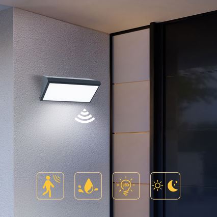 Brilagi - Aplique exterior LED con sensor TRIANGLE LED/20W/230V antracita IP65