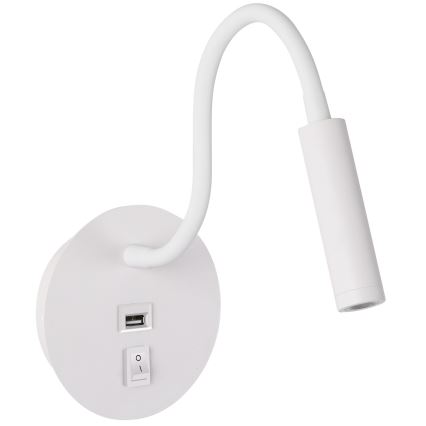 Brilagi - Aplique flexible LED con puerto USB MAYA LED/3W/230V blanco