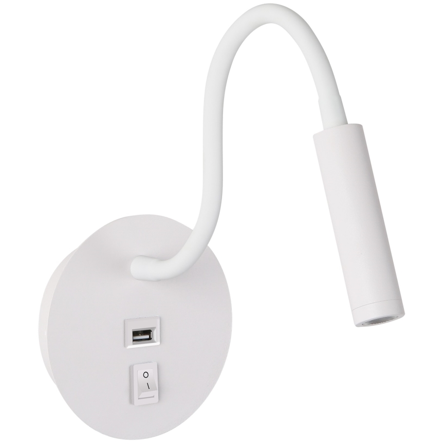 Brilagi - Aplique flexible LED con puerto USB MAYA LED/3W/230V blanco