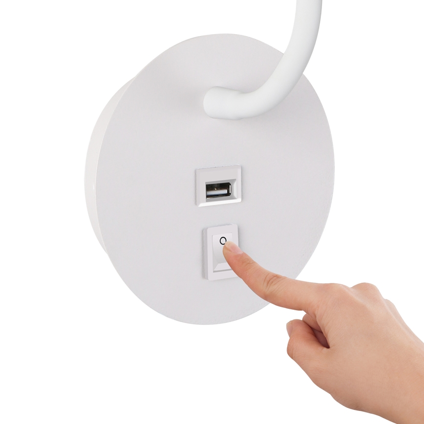Brilagi - Aplique flexible LED con puerto USB MAYA LED/3W/230V blanco