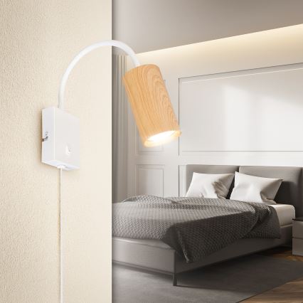 Brilagi - Aplique flexible SELE 1xGU10/30W/230V decoración blanco/roble