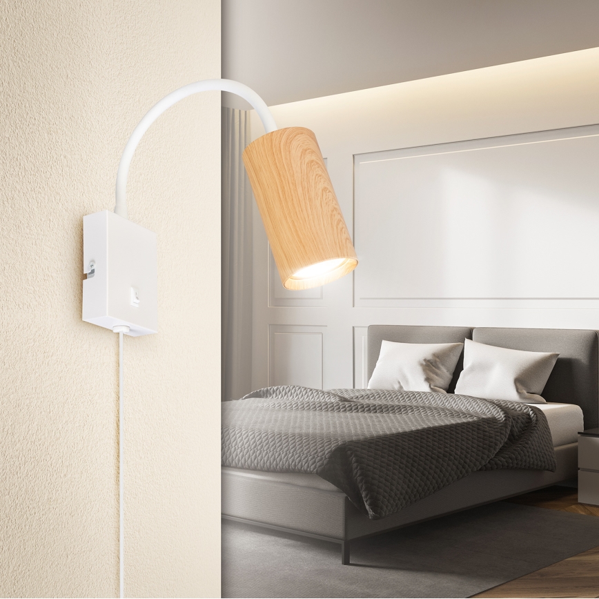 Brilagi - Aplique flexible SELE 1xGU10/30W/230V decoración blanco/roble