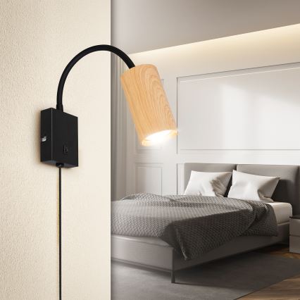 Brilagi - Aplique flexible SELE 1xGU10/30W/230V decoración negro/roble