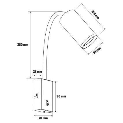 Brilagi - Aplique flexible SELE 1xGU10/30W/230V decoración negro/roble
