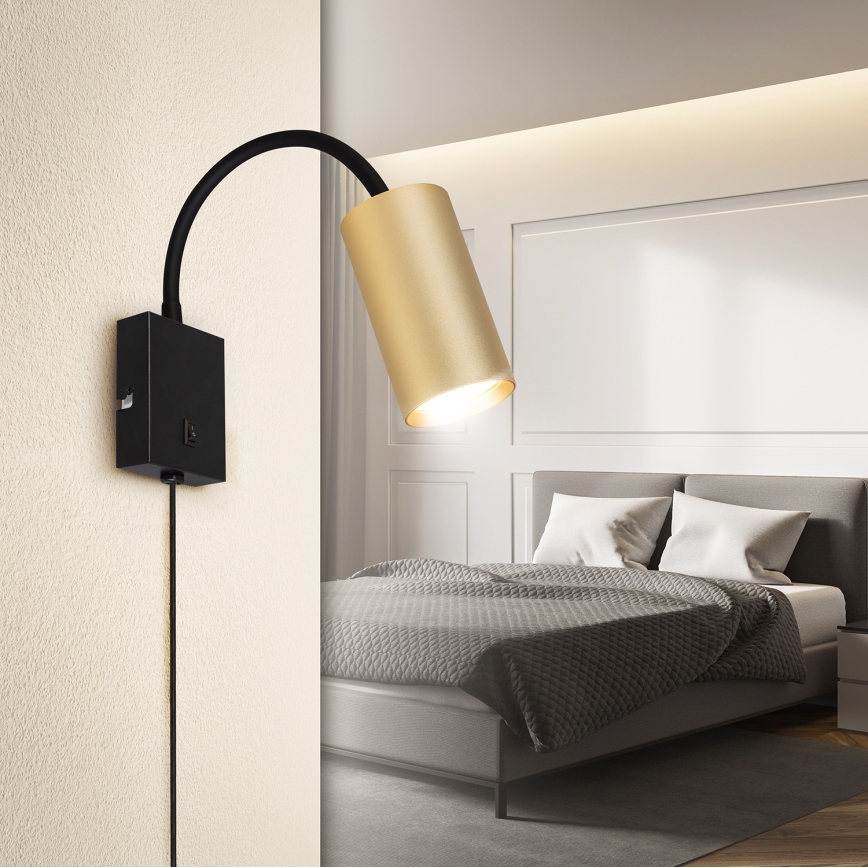 Brilagi - Aplique flexible SELE 1xGU10/30W/230V negro/dorado