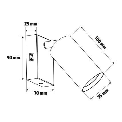 Brilagi - Aplique focal de pared SELE 1xGU10/30W/230V negro/acabado roble