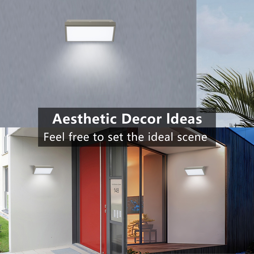 Brilagi - Aplique LED para exterior con sensor TRIANGLE LED/20W/230V gris IP65