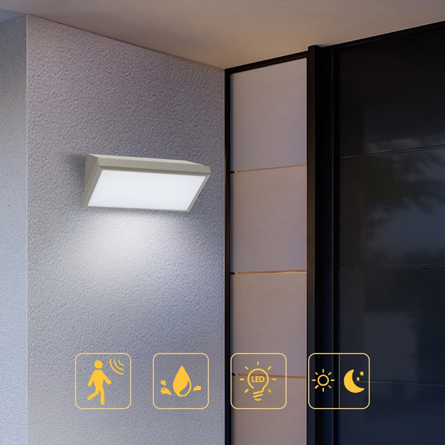 Brilagi - Aplique LED para exterior con sensor TRIANGLE LED/20W/230V gris IP65