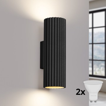 Brilagi - Aplique LED CRESTO 2xGU10/10W/230V 20 cm negro
