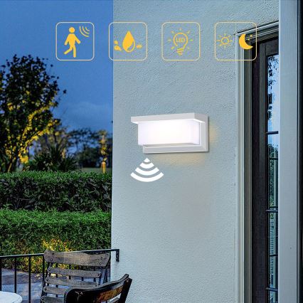 Brilagi - Aplique LED de exterior con sensor BRICKY LED/12W/230V blanco IP54