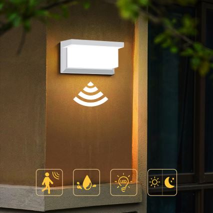 Brilagi - Aplique LED de exterior con sensor BRICKY LED/12W/230V blanco IP54