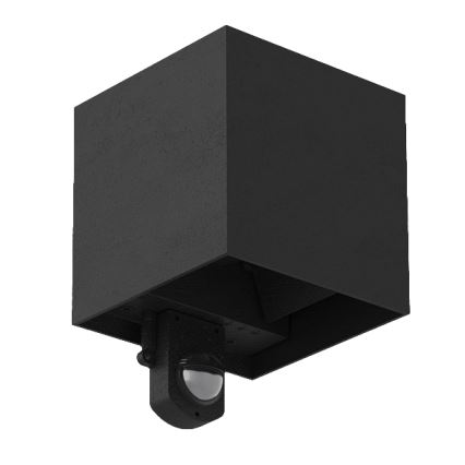 Brilagi - Aplique de pared LED exterior con sensor CUBE LED/6W/230V negro IP65