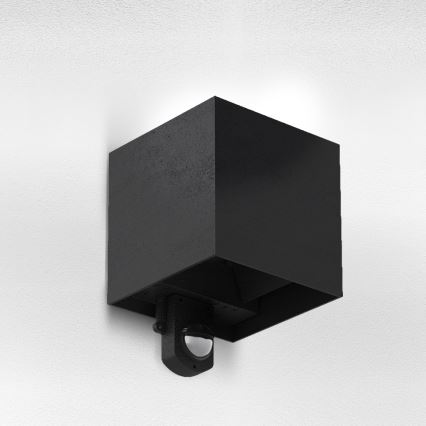 Brilagi - Aplique de pared LED exterior con sensor CUBE LED/6W/230V negro IP65