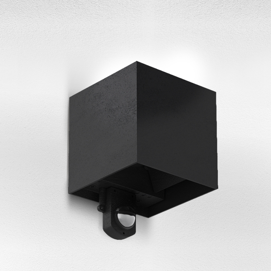 Brilagi - Aplique de pared LED exterior con sensor CUBE LED/6W/230V negro IP65