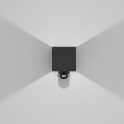Brilagi - Aplique de pared LED exterior con sensor CUBE LED/6W/230V negro IP65