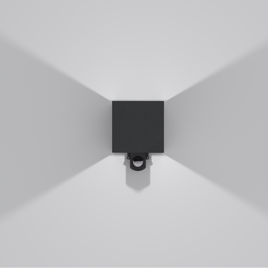 Brilagi - Aplique de pared LED exterior con sensor CUBE LED/6W/230V negro IP65